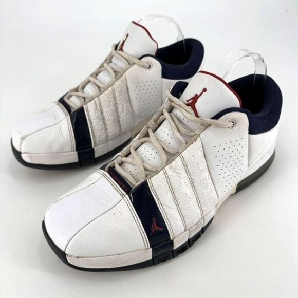 Nike Men's Jordan Slip Resistant Lace Up Basketball Shoes White Blue Size 12 - Picture 1 of 12